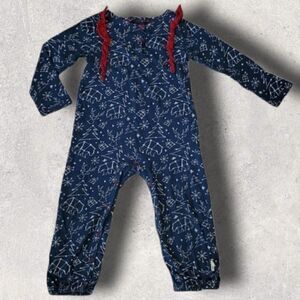BURT'S BEES BABY NAVY BLUE CHRISTMAS CONSTELLATIONS ROMPER, SIZE 18 MONTHS